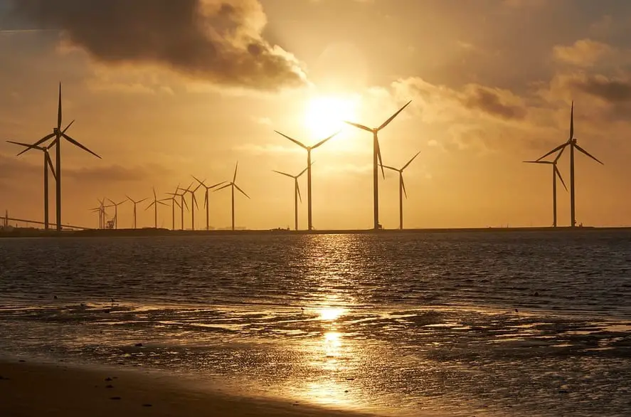 Wind Energy - Wind Turbines overlooking water