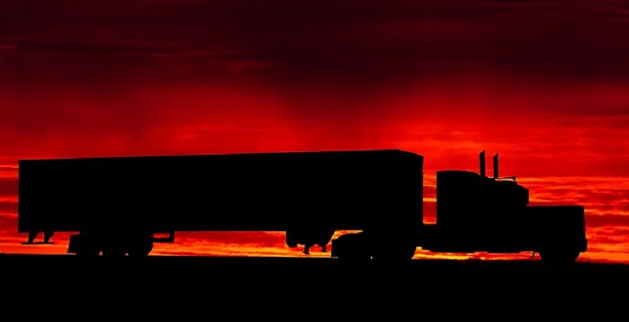 Nikola Fuel cell trucks - Truck on road at sunset