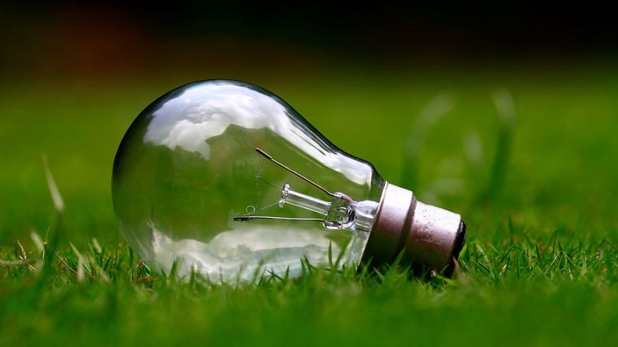 Renewable Energy - Light bulb in grass