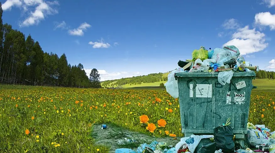 waste plastic-to-hydrogen - dumpster in field