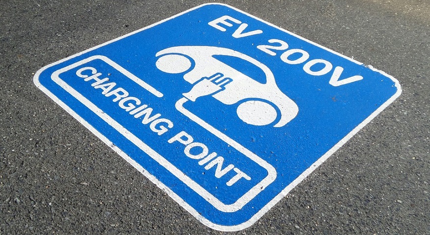 California EV Charging - Electric Vehicle Charging sign on road