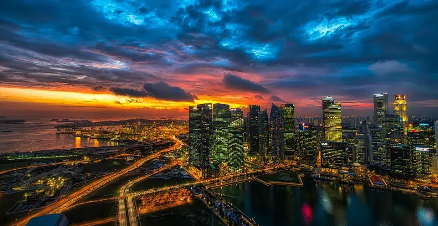 Nighttime solar power - City at dusk