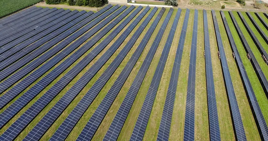 Green power initiative - solar panels in field