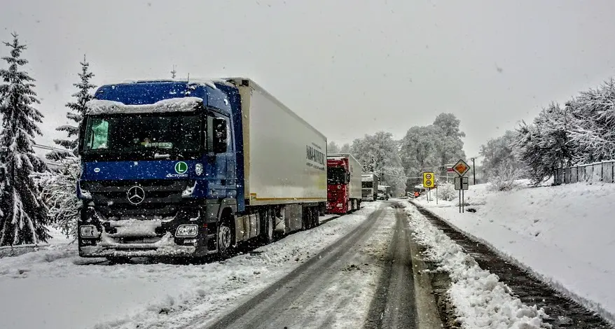 sustainable business strategy - Mercedes-Benz Truck on winter roads