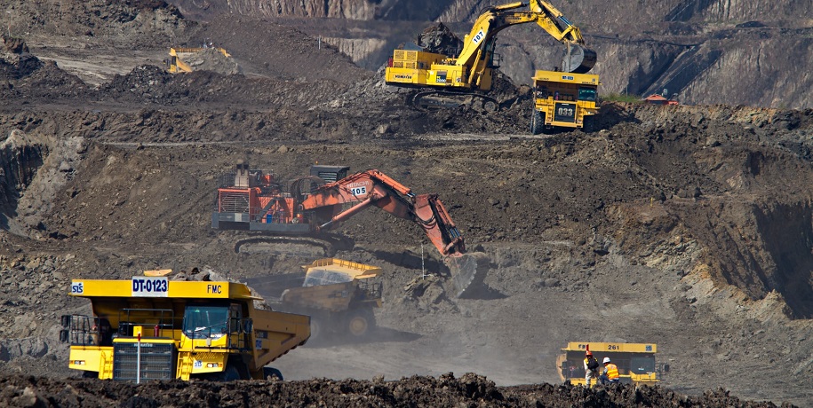 Geothermal energy project - excavators at coal mine