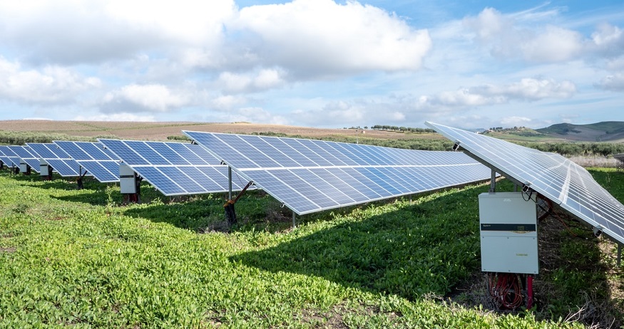 Solar panel output - solar energy panels in sun