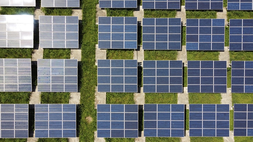 US Solar installations - rows of solar panels