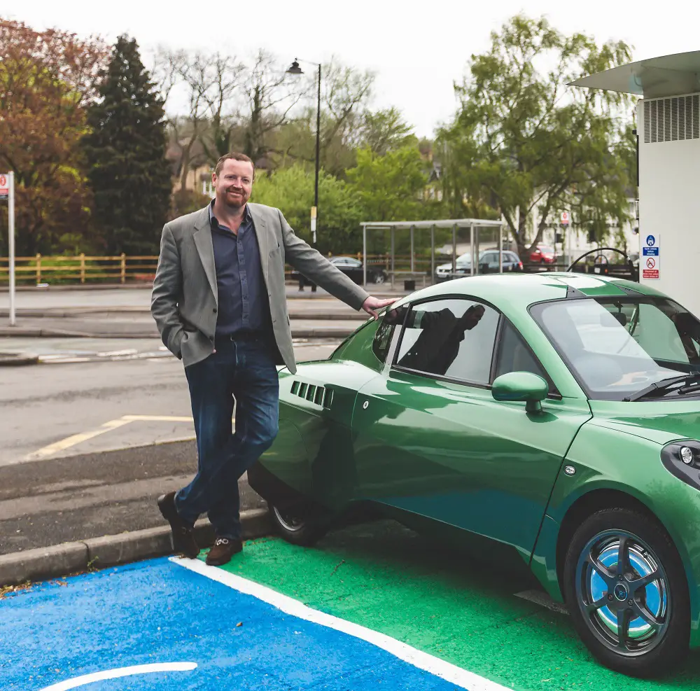 Chris Foxall Riversimple with Rasa hydrogen car