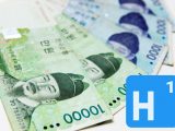 Hydrogen fuel cell plants - South Korean Money & Hydrogen symbol