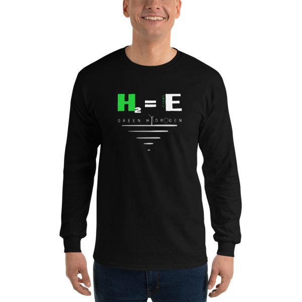 H2 = Clean Green Hydrogen Men’s Long Sleeve Shirt 1