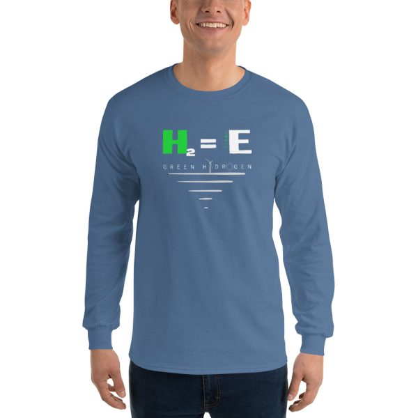 H2 = Clean Green Hydrogen Men’s Long Sleeve Shirt 8