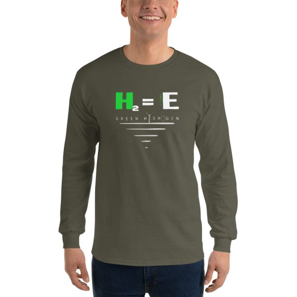 H2 = Clean Green Hydrogen Men’s Long Sleeve Shirt 7