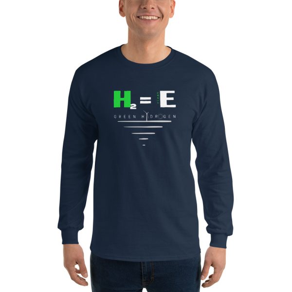 H2 = Clean Green Hydrogen Men’s Long Sleeve Shirt 3
