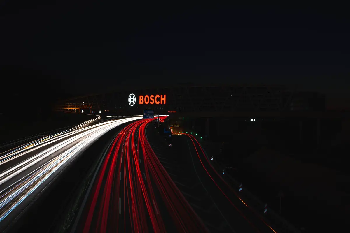 Hydrogen car - Bosch Sign - Roads with cars