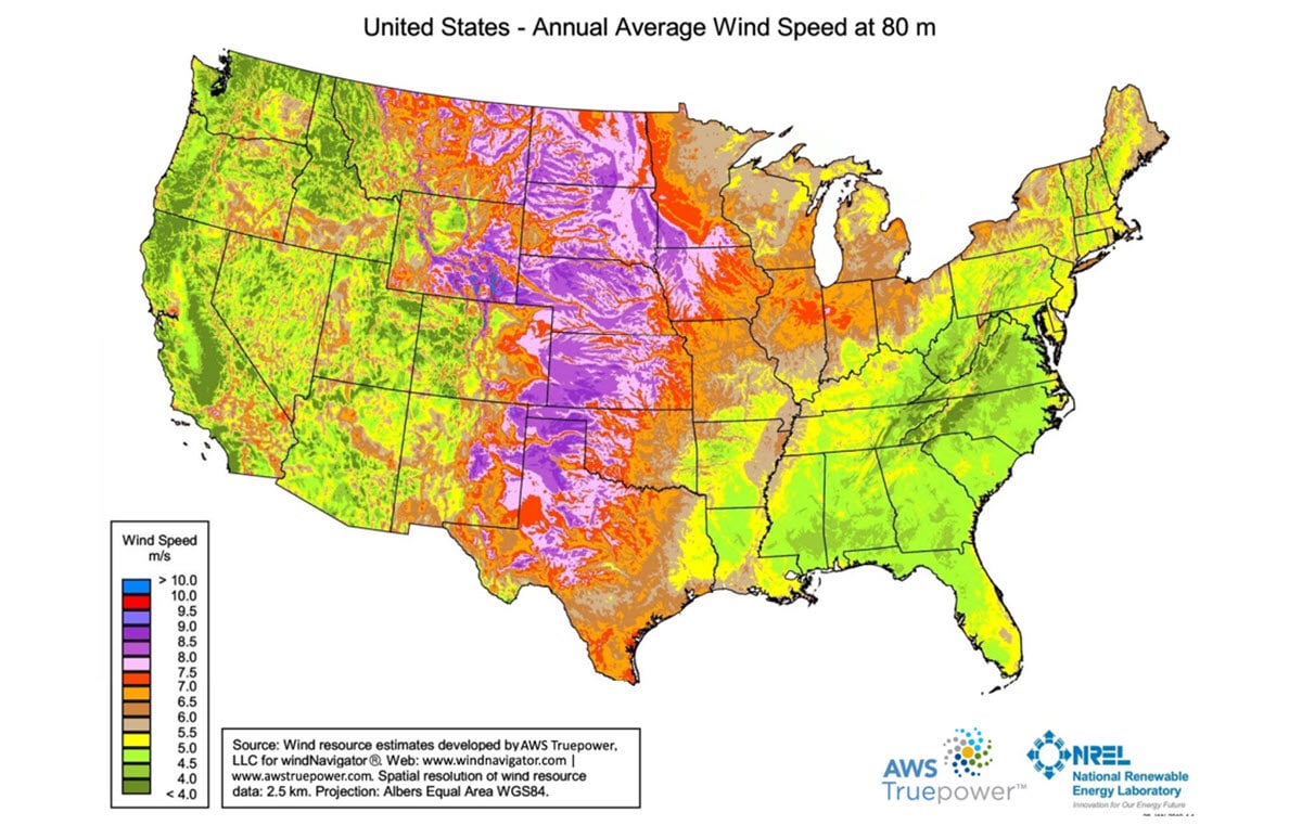 United States Wind Areas