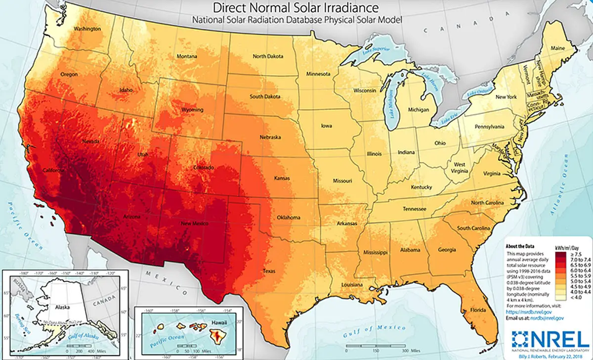 where is the most sun in the united states