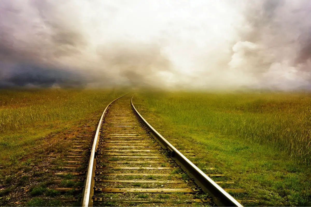 Hydrogen train - rail tracks - field