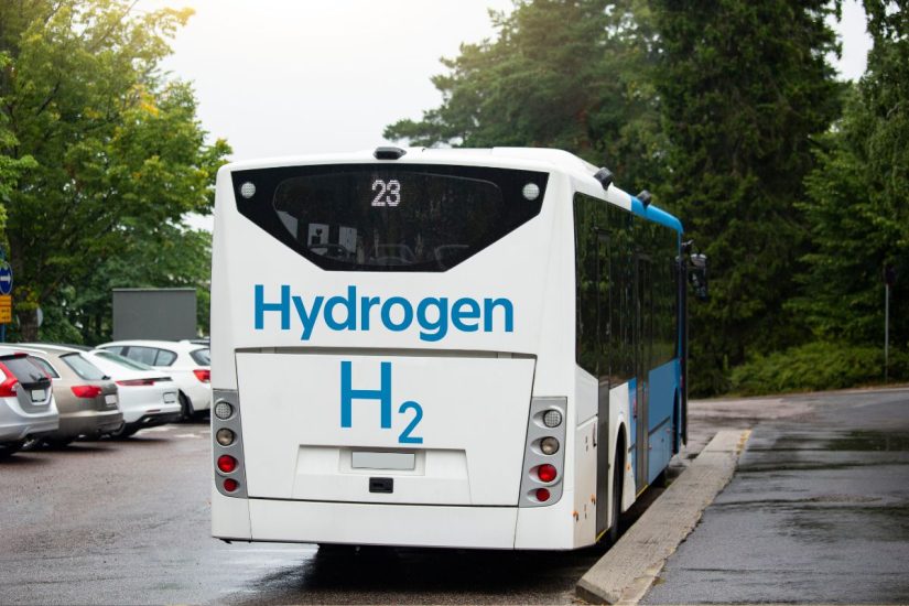 Hydrogen fuel cells - H2 Bus in street