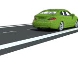 Hydrogen fuel vehicle - Green car on road