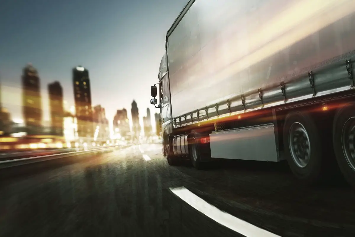 Hydrogen truck - Image of a truck on road near city