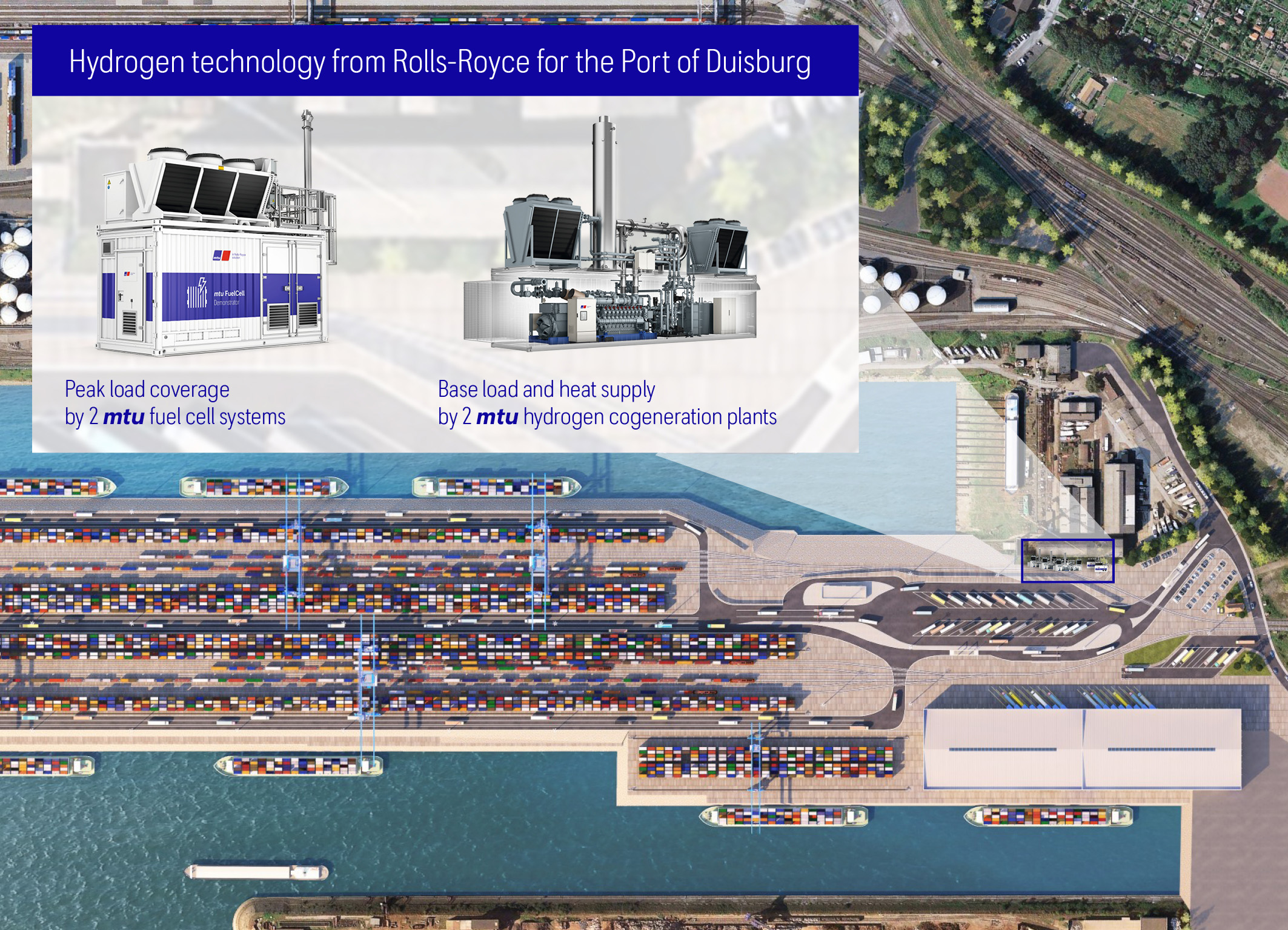 Duisport, one of the largest inland ports worldwide, will soon infuse a green hydrogen -based supply network into their new terminal as part of the funded Enerport II project, ensuring CO2-neutral energy production through mtu fuel cell systems and mtu Series 4000 hydrogen engines.
