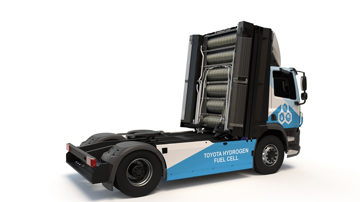 Hydrogen fuel cell trucks - Toyota Hydrogen Fuel Cell Truck rearview Demo - Image belogns to Toyota Europe