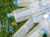 Waste plastic hydrogen - Plastic bottles on grass
