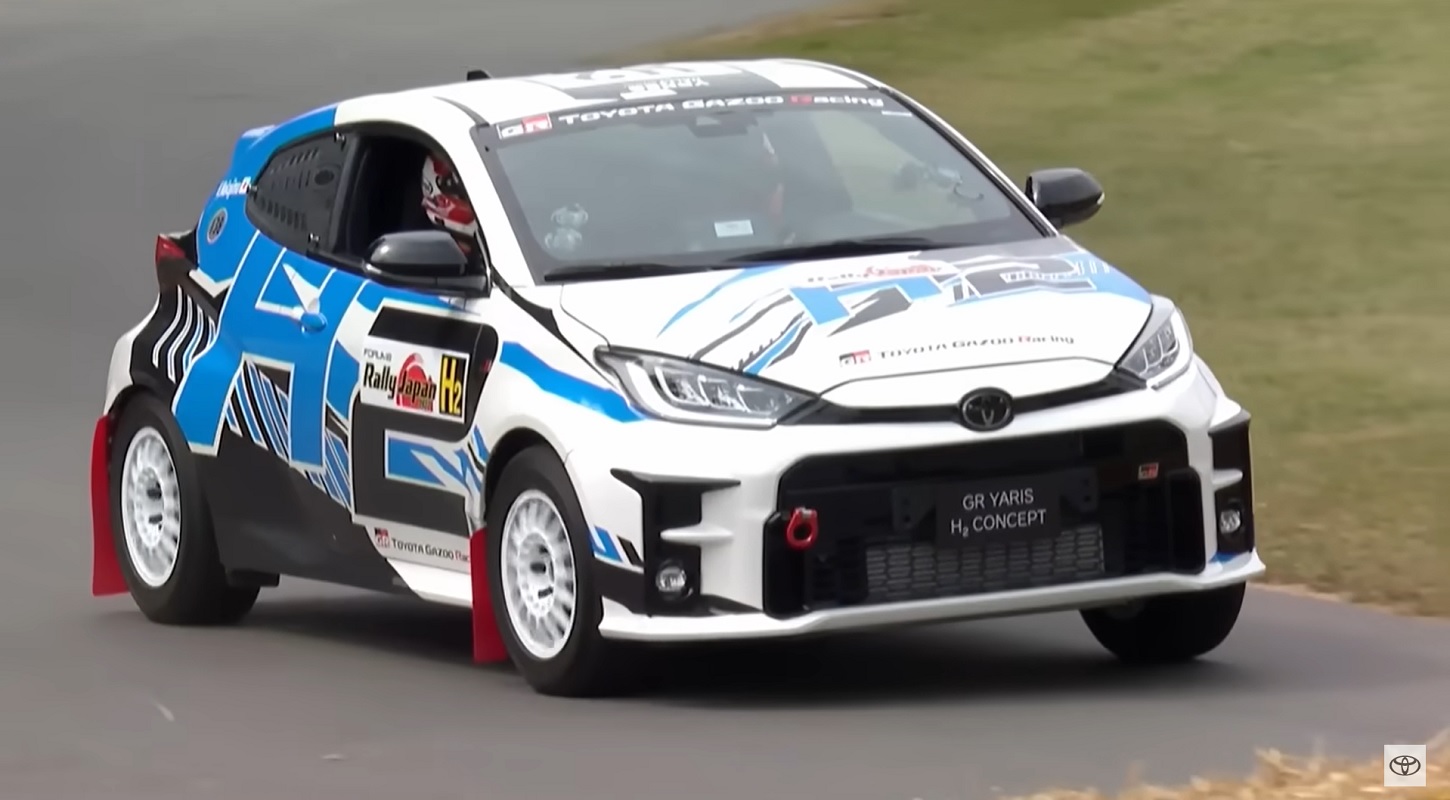 Hydrogen car - Image 2 - Rowan Atkinson drives hydrogen-powered Toyota GR Yaris H2 Concept at Goodwood - Toyota UK YouTube
