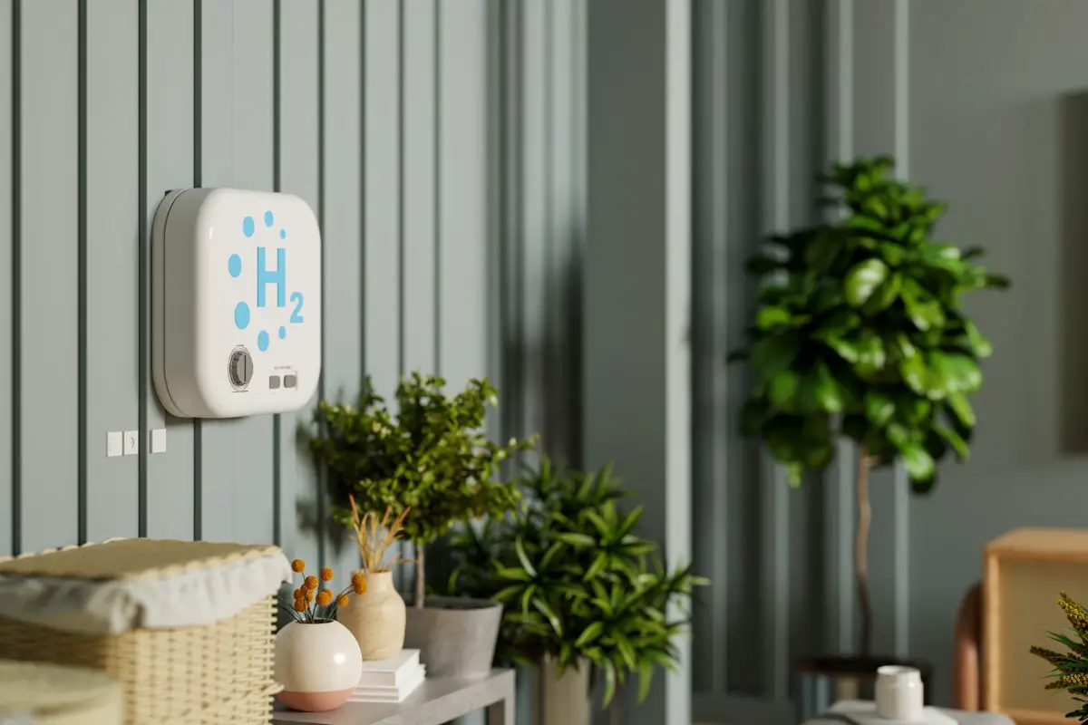 Hydrogen heating - Concept image of H2 power in home
