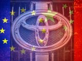 Hydrogen vehicles - Europe and China Flags and Toyota Logo