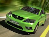 Hydrogen cars - Green car on road