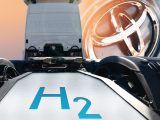Hydrogen trucks - Toyota Logo behind H2 Big Rig