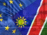 Green hydrogen partnership - Flags of EU and Namibia