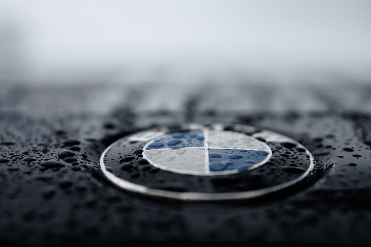 Hydrogen car - BMW Logo on car with water droplets