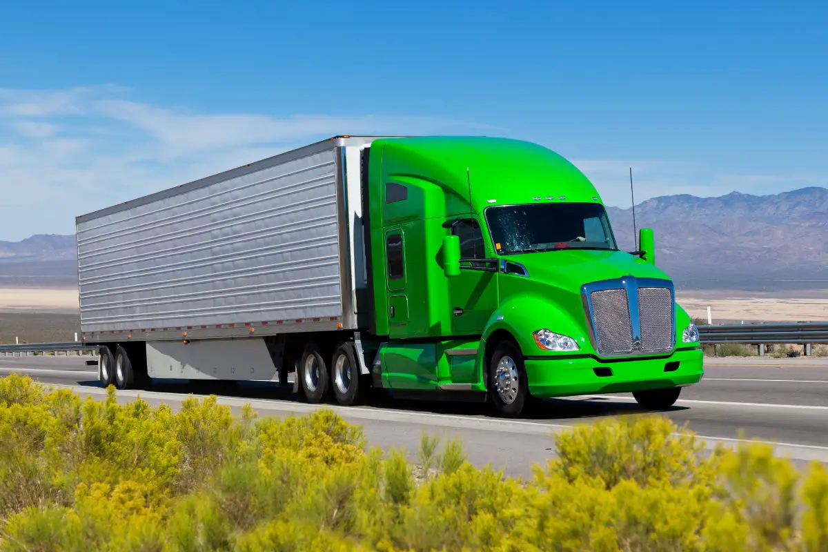 Hydrogen fuel - Green Truck on road