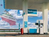 Hydrogen station - H2 fueling station during daytime