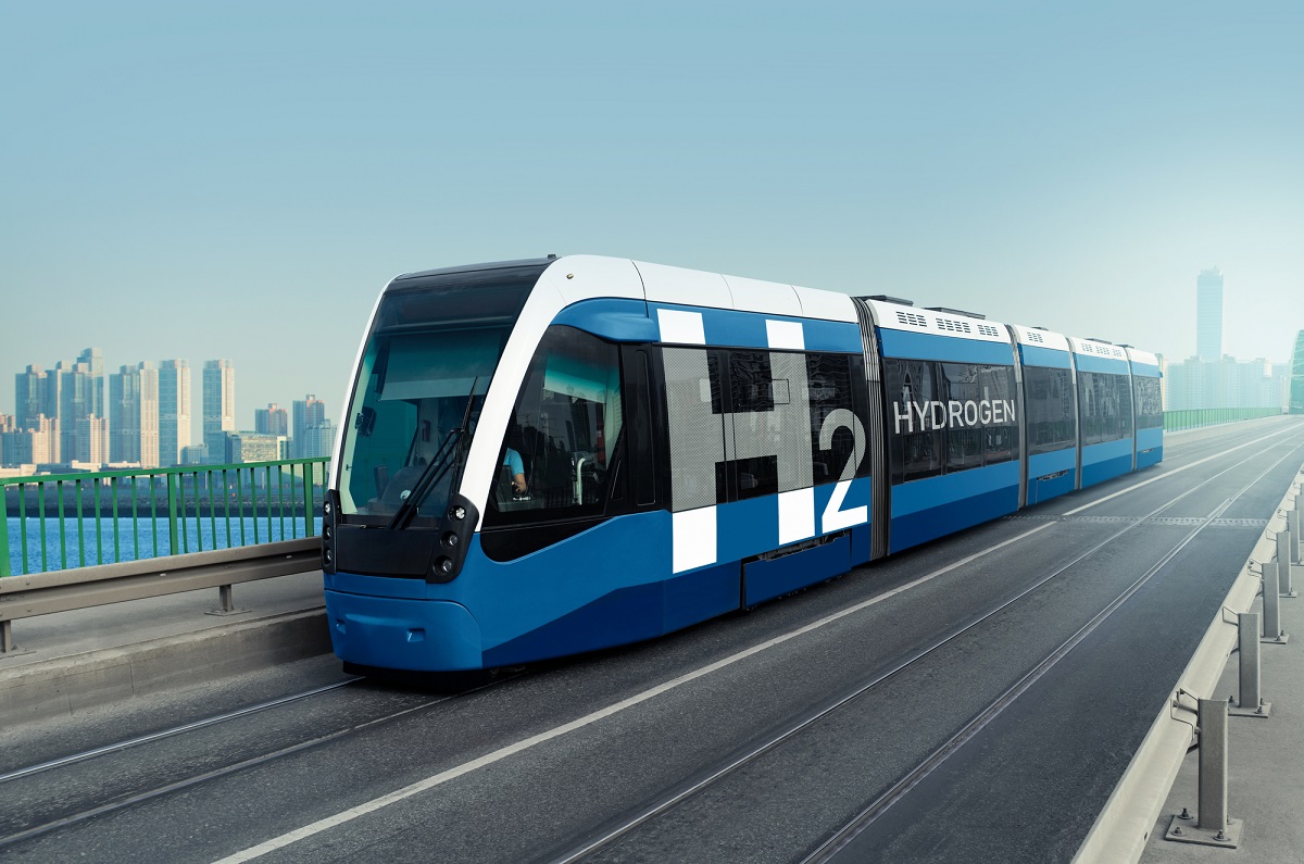 Concept image of a hydrogen fuel train