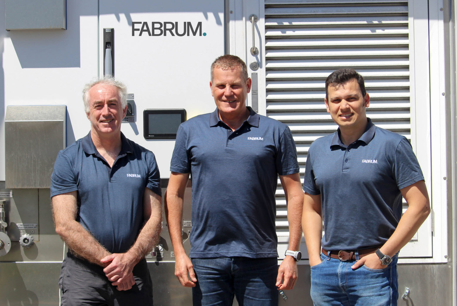 Photo caption (Left to right): Fabrum founders Hugh Reynolds (Technical Director) and Christopher Boyle (Chairman) with Dr Ojas Mahapatra (CEO)