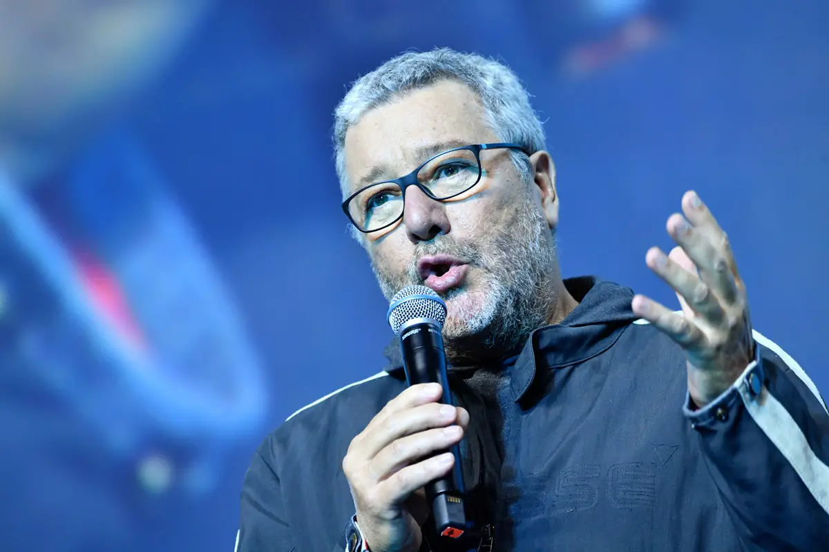 Hydrogen refueling - French designer Philippe Starck introduces Xiaomi's Mi Mix 2 smartphone at the launch event in Beijing, China, 11 September 2017 — Photo by ChinaImages