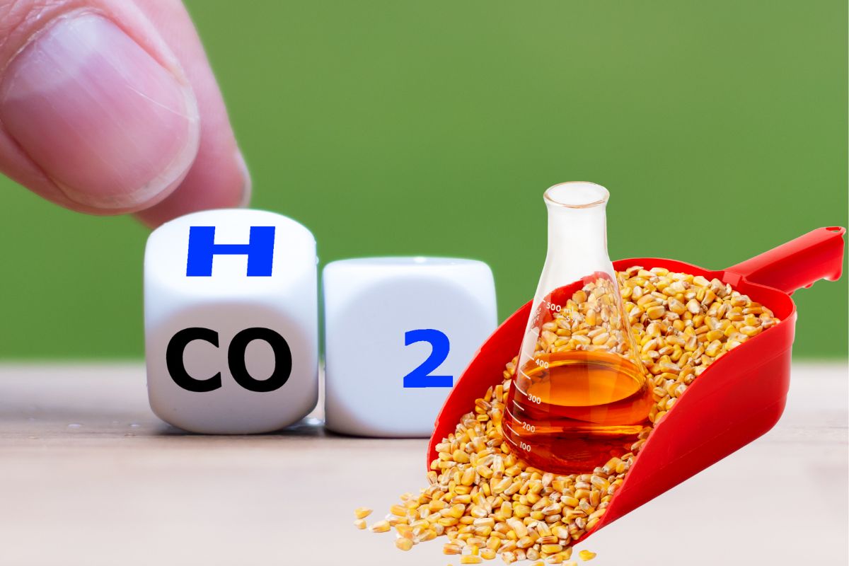 Green hydrogen - H2 and CO2 Corn ethanol