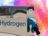 Hydrogen refueling - Station with colors in the background