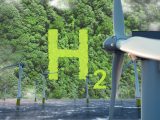 Green hydrogen - Trees - Water - Offshore wind turbines
