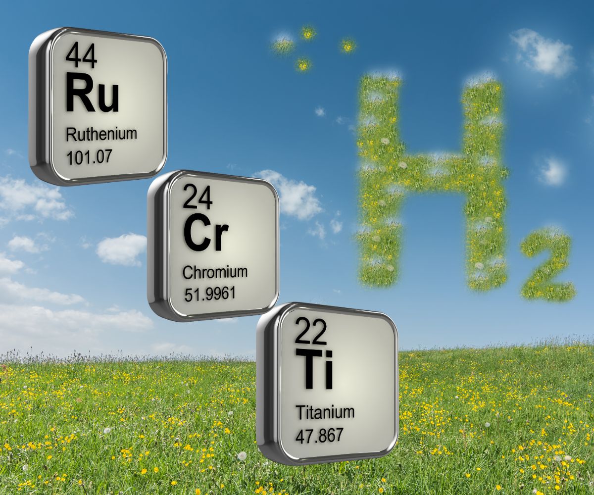 green hydrogen production with ruthenium, chromium, and titanium catalysts