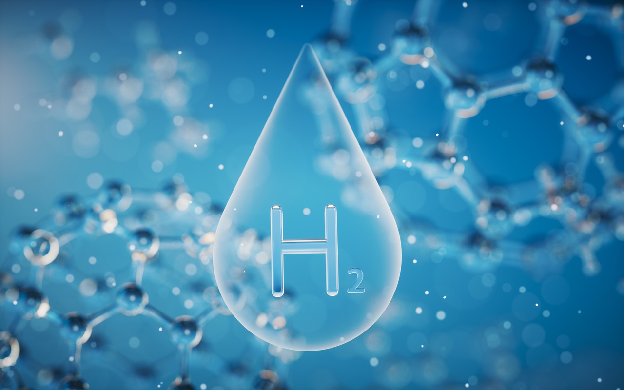 Depositphotos - Blue Hydrogen - Image of the letters H2 in water