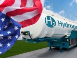 Liquid hydrogen - image of H2 truck - US Flag