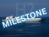 Liquified hydrogen - Image of a carrier with the word milestone