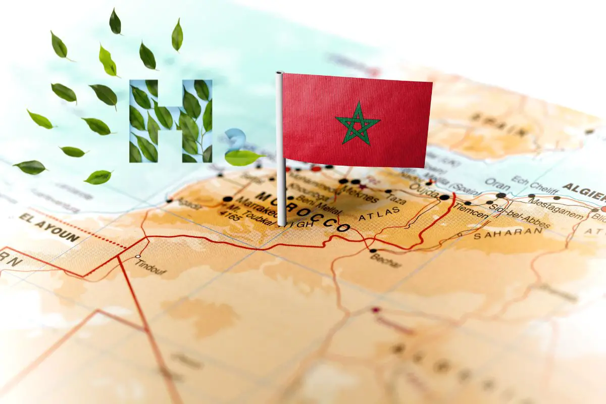 Green hydrogen - Morocco Map and flag