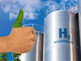 Concept Image of Hydrogen Fuel in Tanks - Green Thumbs Up