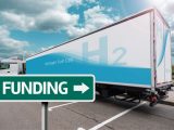 Hydrogen storage - H2 Truck and Funding Sign