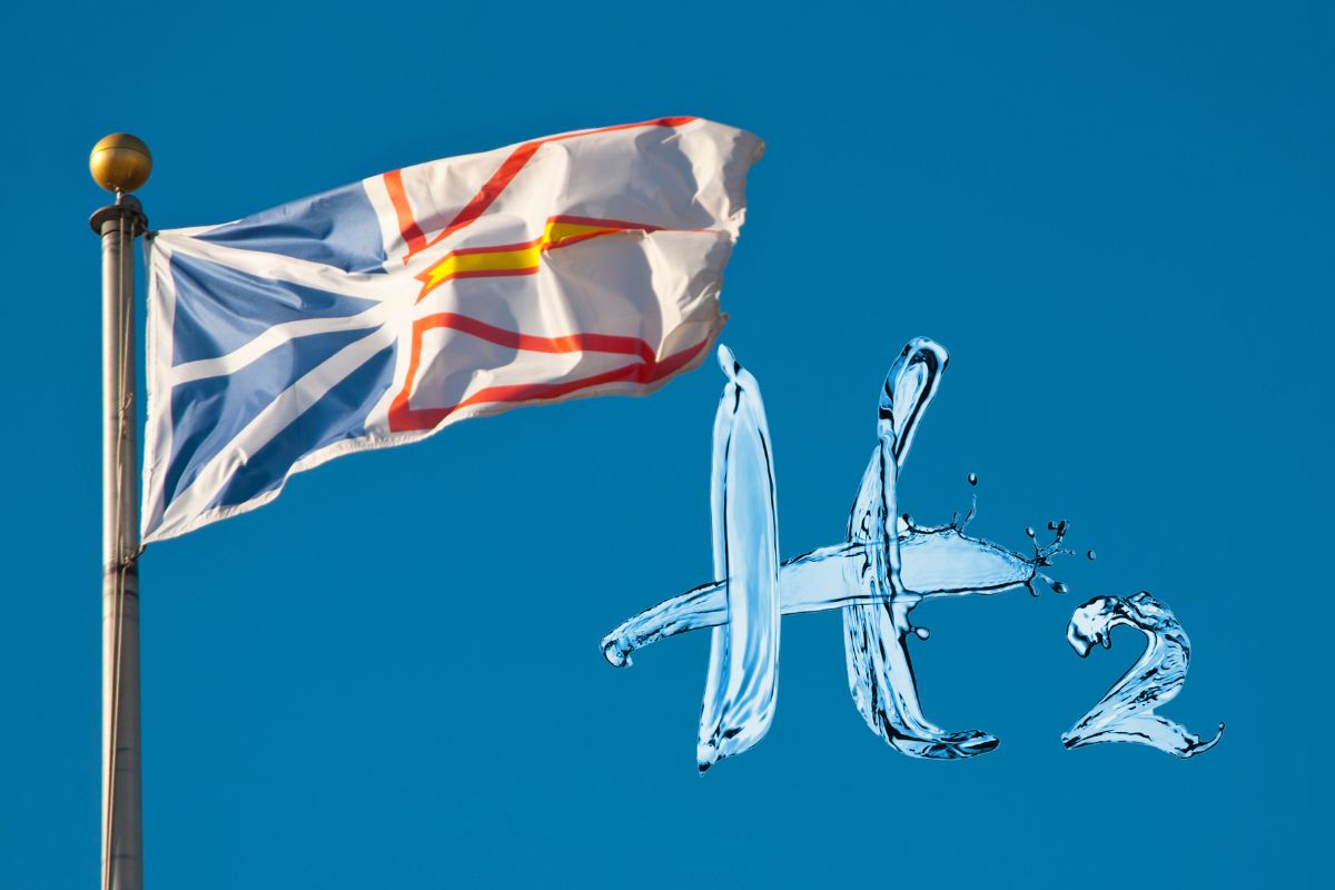 Green hydrogen - Newfoundland Flag - H2 in sky